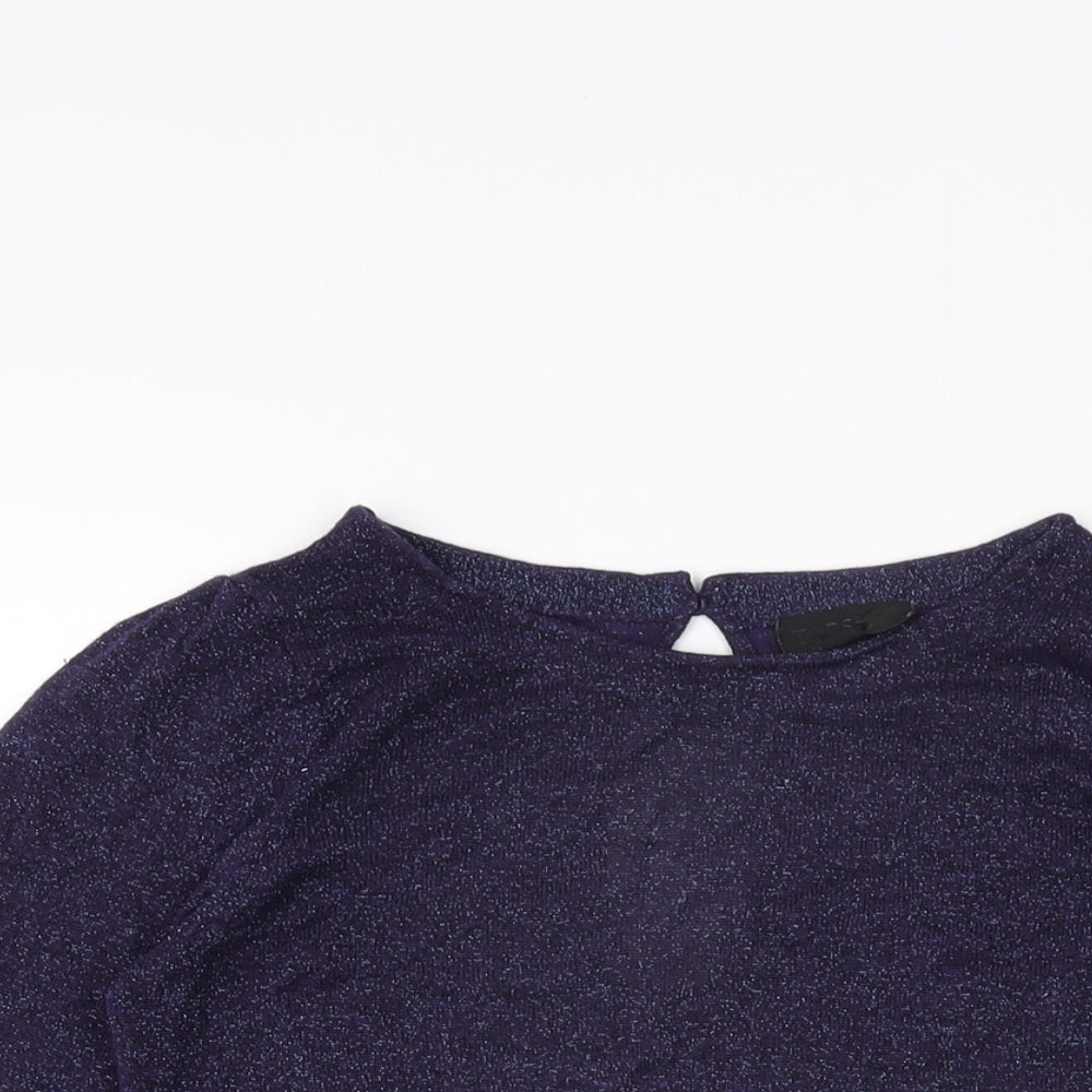 Topshop Womens Purple Viscose Basic T-Shirt Size 10 Round Neck