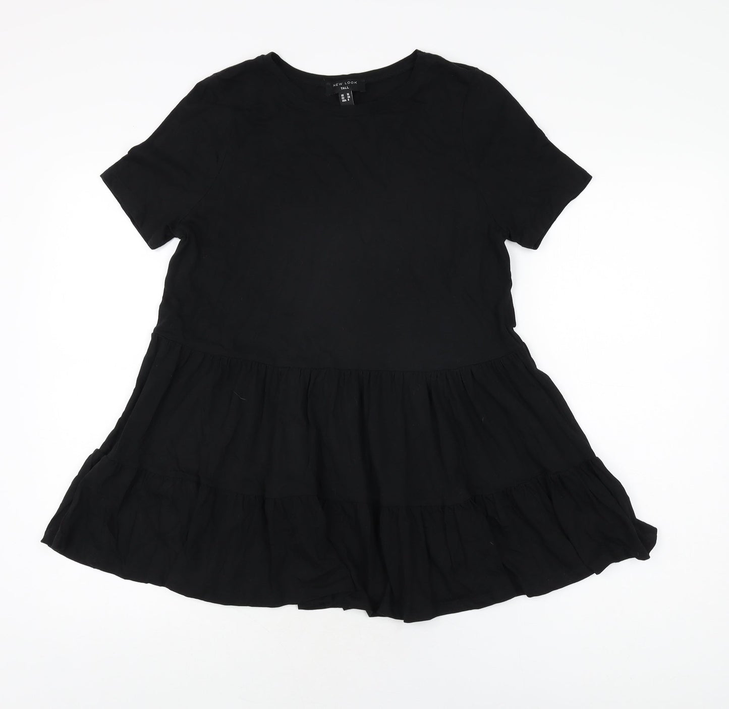 New Look Womens Black Cotton Basic T-Shirt Size 10 Round Neck