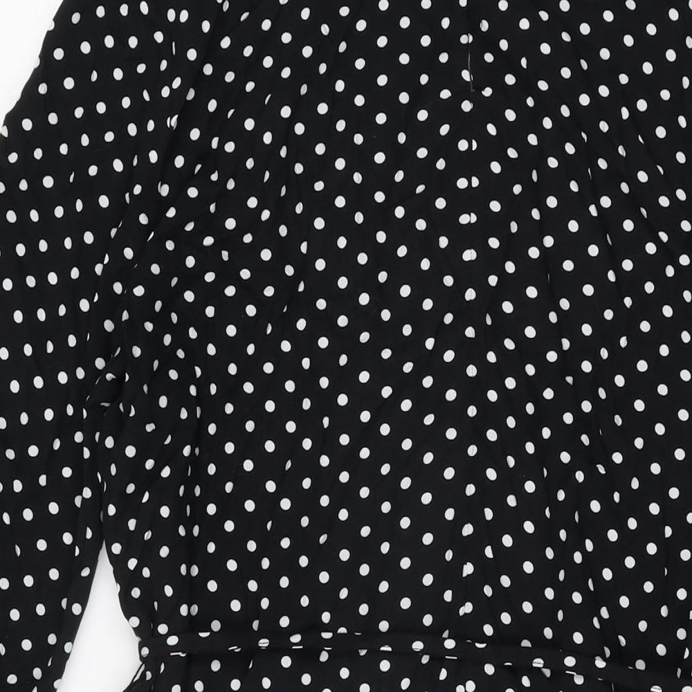 Isay Womens Black Polka Dot Viscose Shift Size L V-Neck Pullover