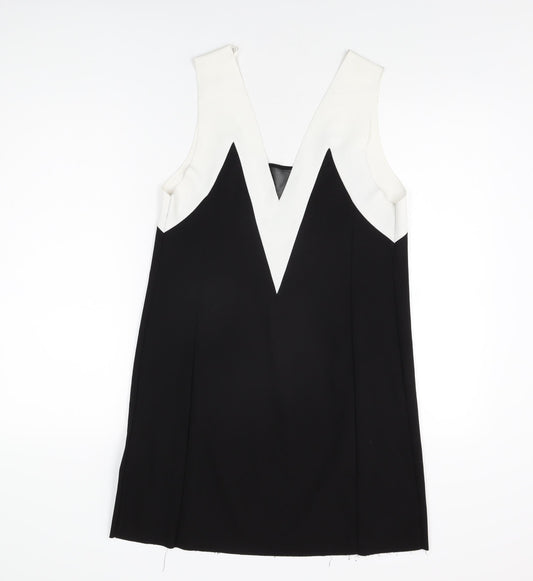 Zara Womens Black Polyester Shift Size M V-Neck Pullover