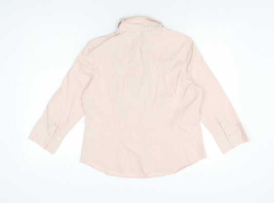 Linea Womens Pink Cotton Basic Button-Up Size 14 Collared