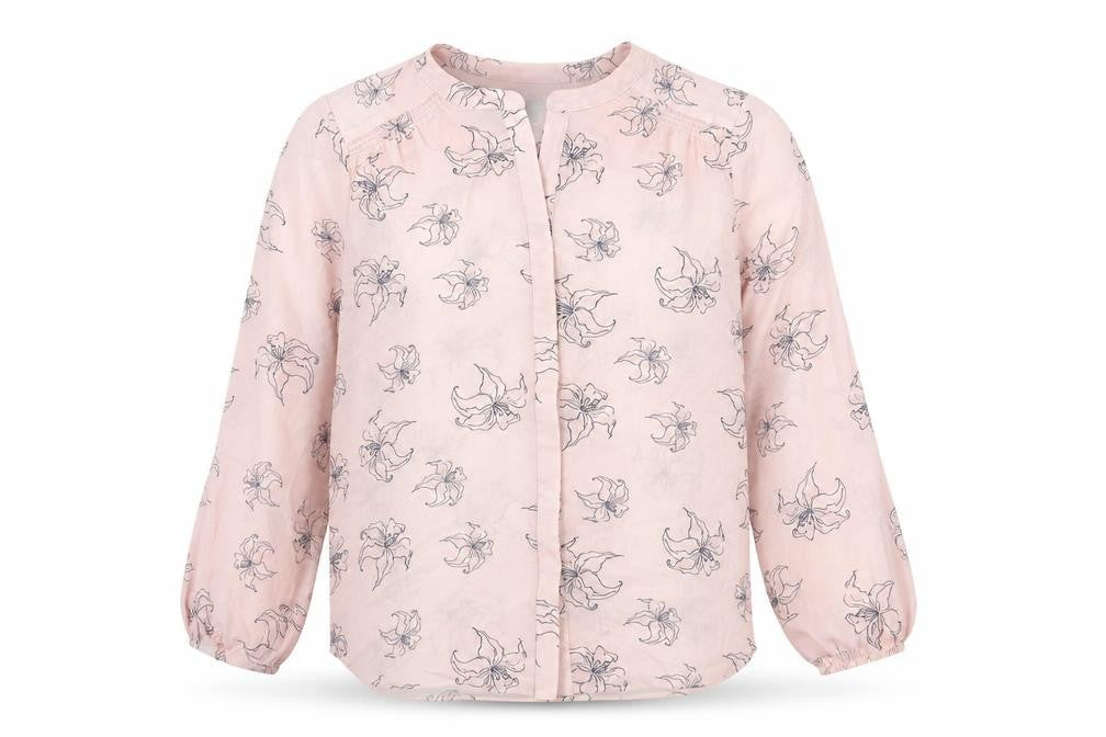 Fenn Wright Manson Womens Pink Floral Polyester Basic Button-Up Size 12 Round Neck