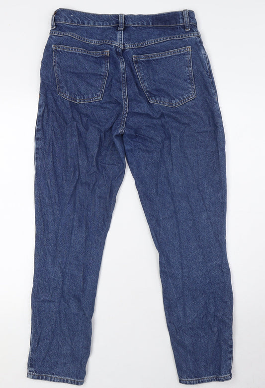 MNG Womens Blue Cotton Mom Jeans Size 8 L28 in Regular Zip