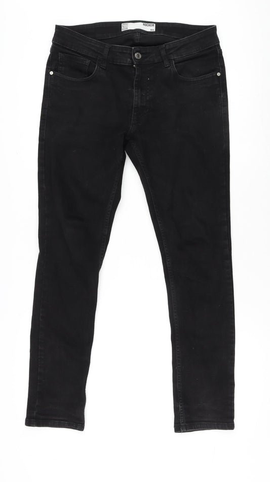 nuon nuo flex Womens Black Cotton Straight Jeans Size 36 in L28 in Regular Zip