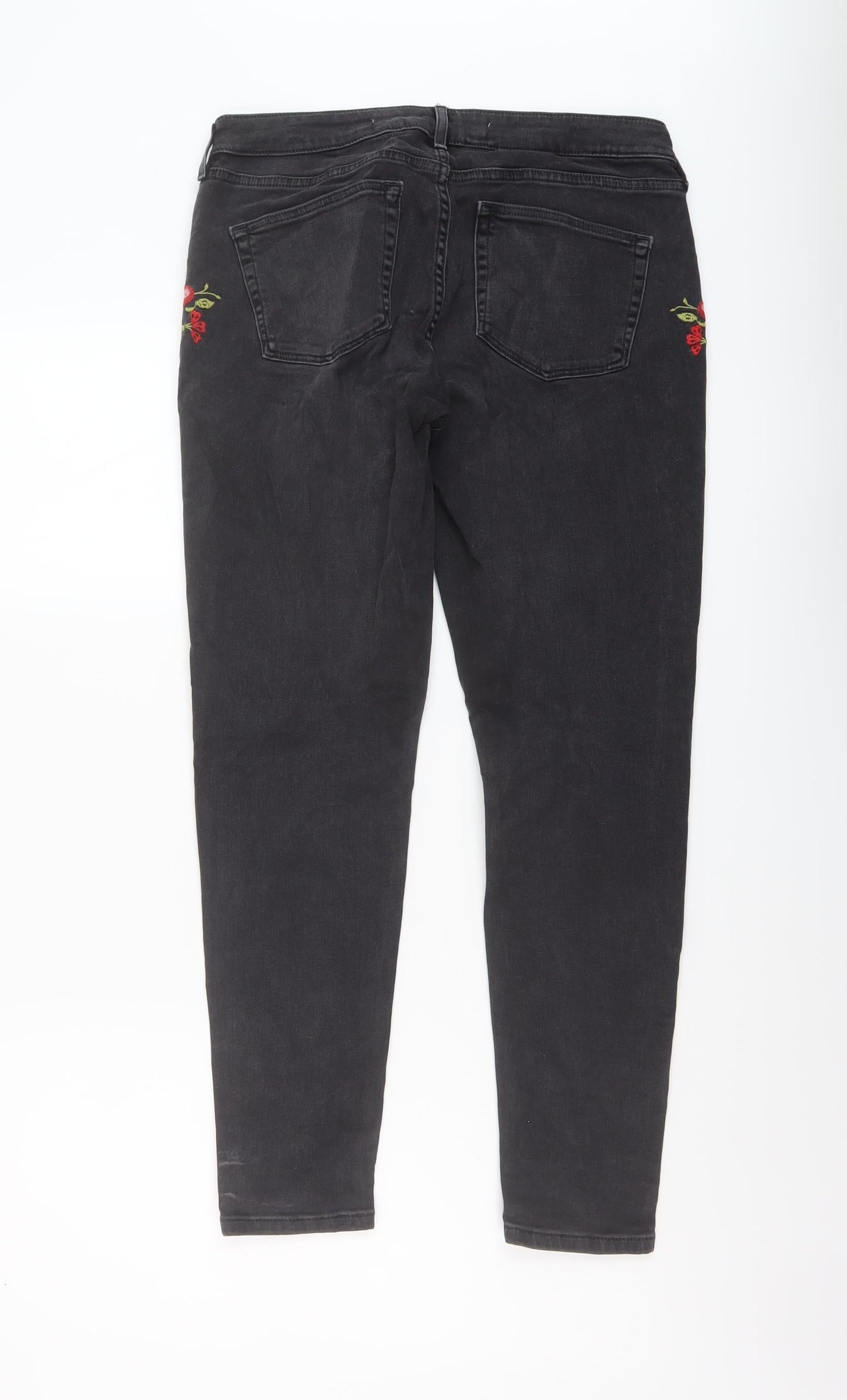 Denim & Co. Womens Grey Cotton Skinny Jeans Size 12 L27 in Regular Button