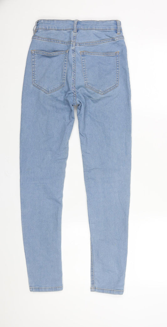 Pull&Bear Womens Blue Cotton Skinny Jeans Size 10 L26 in Regular Zip
