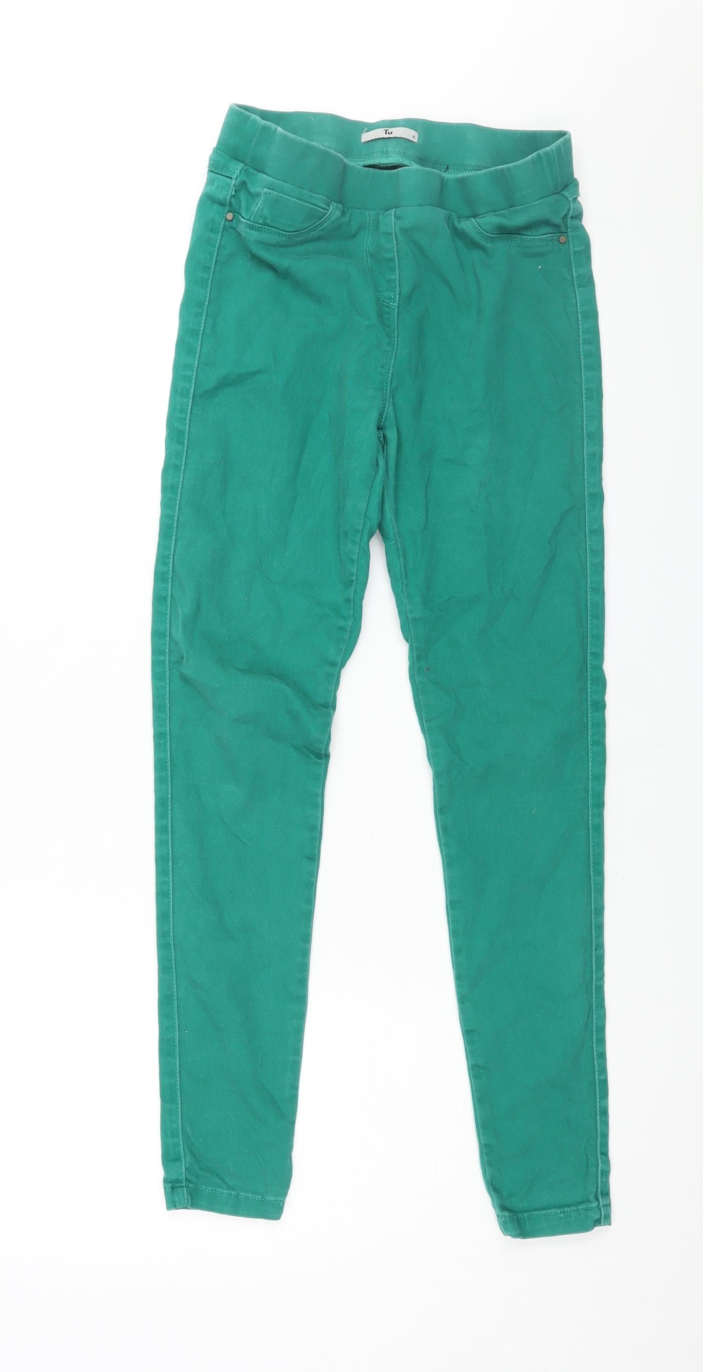 TU Womens Green Cotton Jegging Jeans Size 8 L28 in Regular
