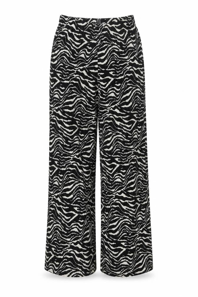 Zara Womens Black Geometric Polyester Trousers Size S L32 in Regular - Plisse
