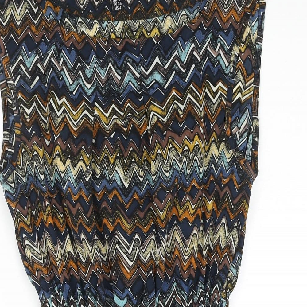 Yumi Womens Multicoloured Geometric Polyester Mini Size 8 Boat Neck Pullover
