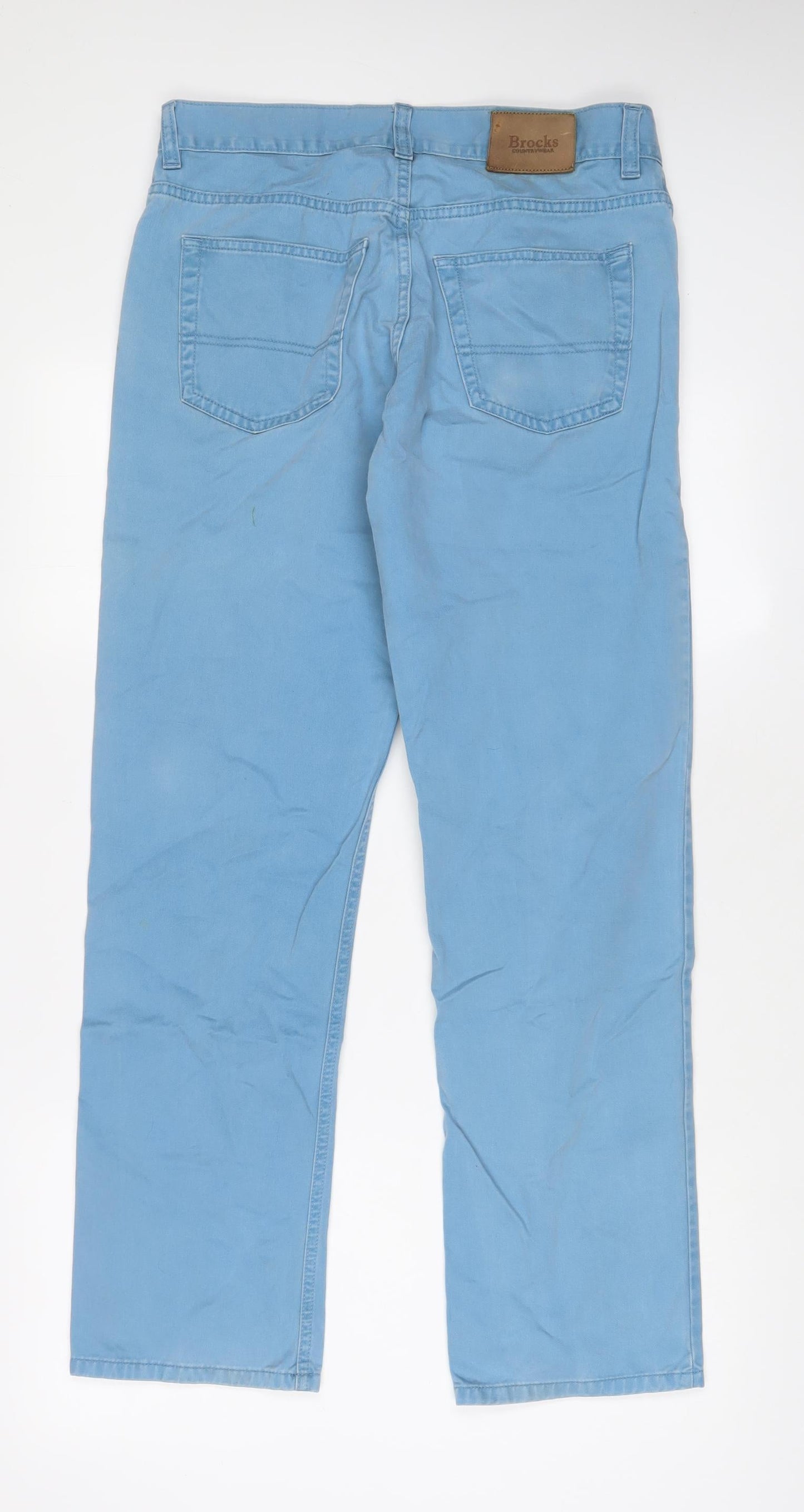 Brocks Mens Blue Cotton Straight Jeans Size 32 in L30 in Regular Zip