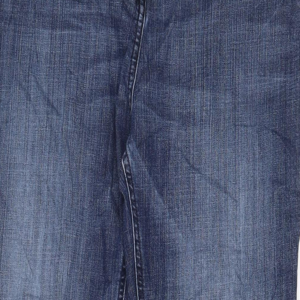 Marks and Spencer Womens Blue Cotton Straight Jeans Size 34 in L26 in Regular Zip