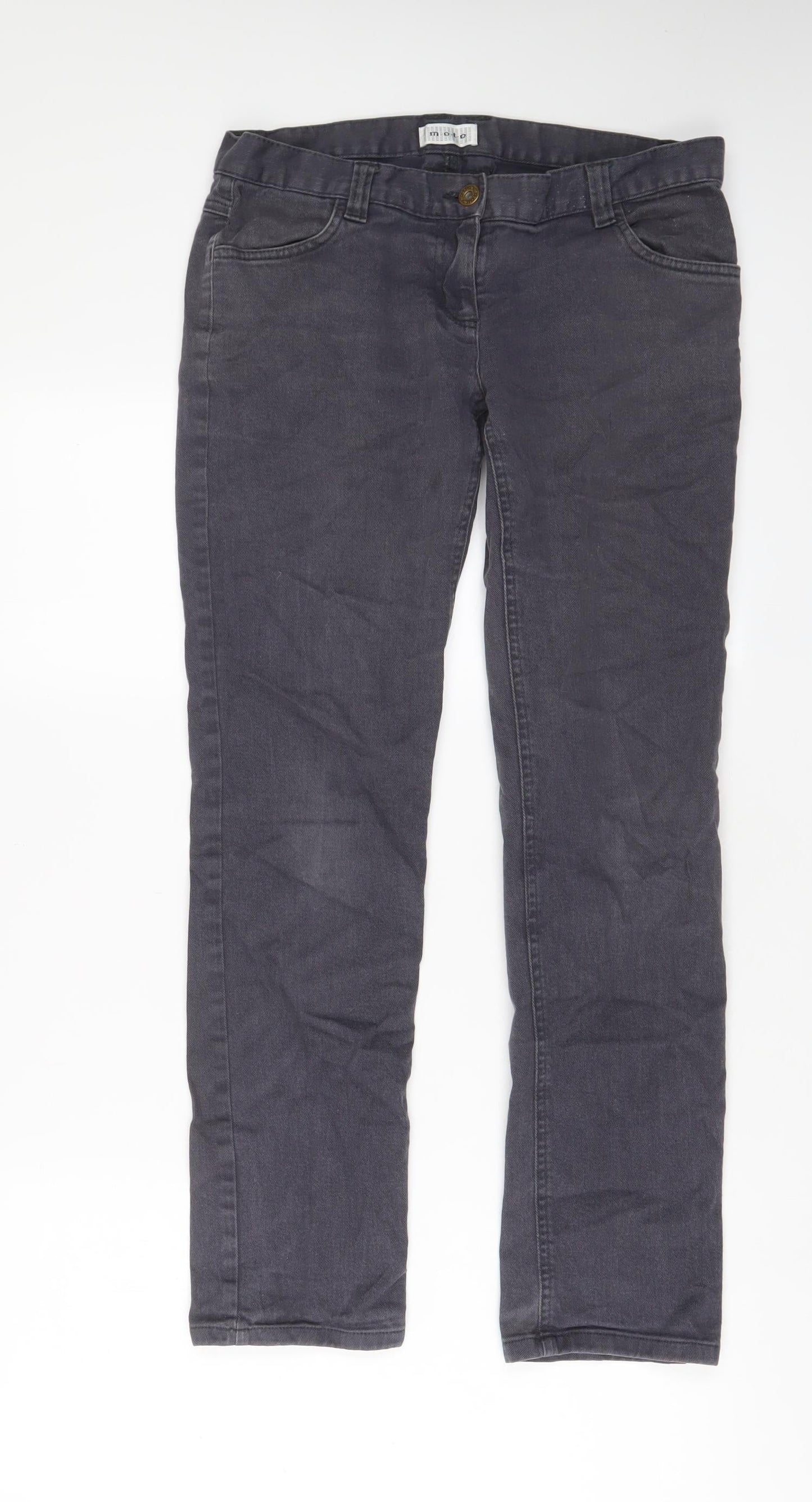 Moto Womens Grey Cotton Straight Jeans Size 12 L29 in Regular Zip