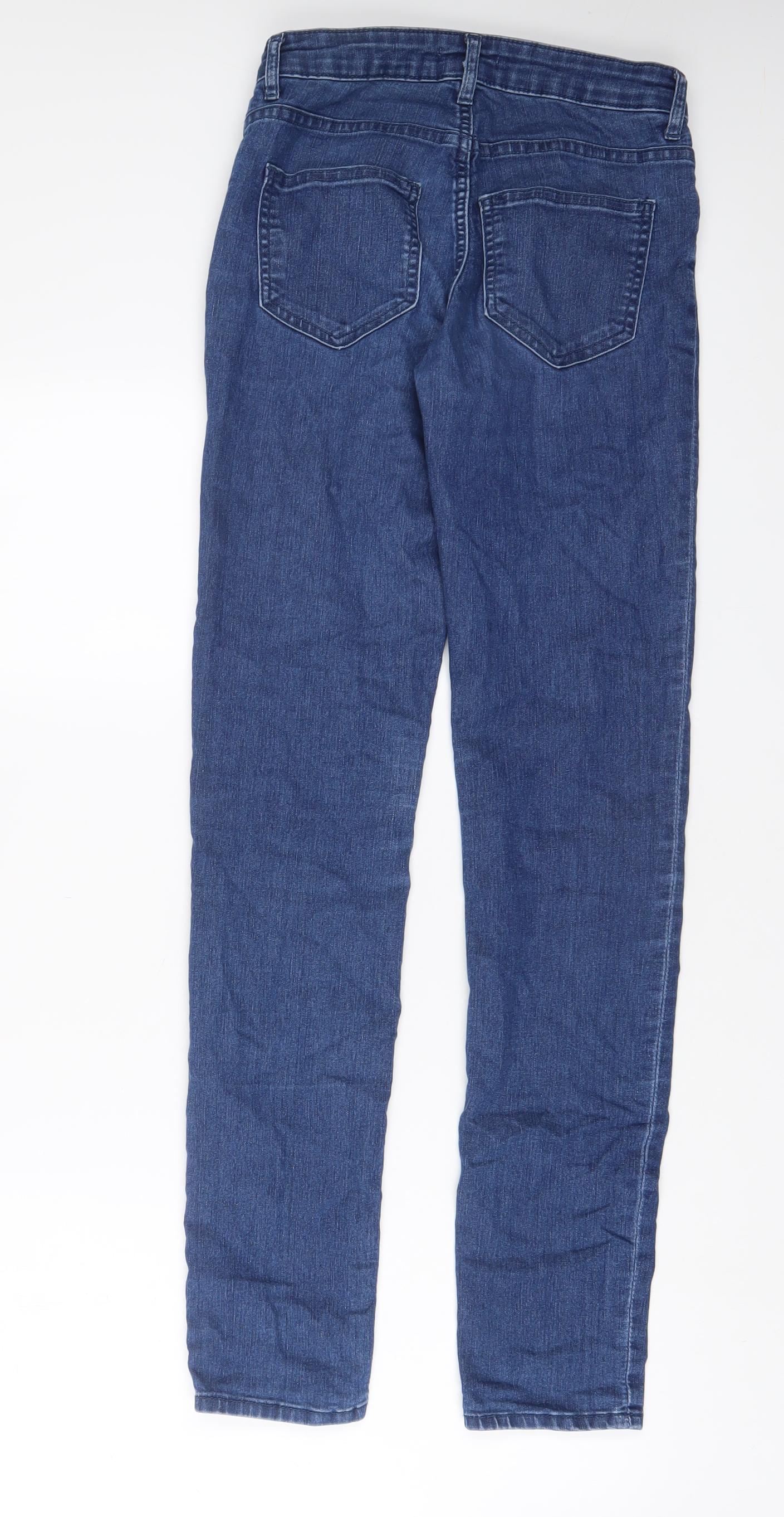 H&M Womens Blue Cotton Skinny Jeans Size 6 L31 in Regular Zip