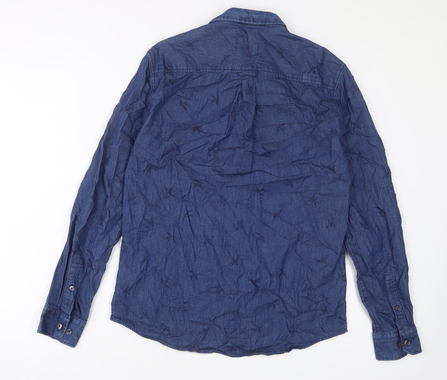 Burton Mens Blue Cotton Button-Up Size M Collared Button