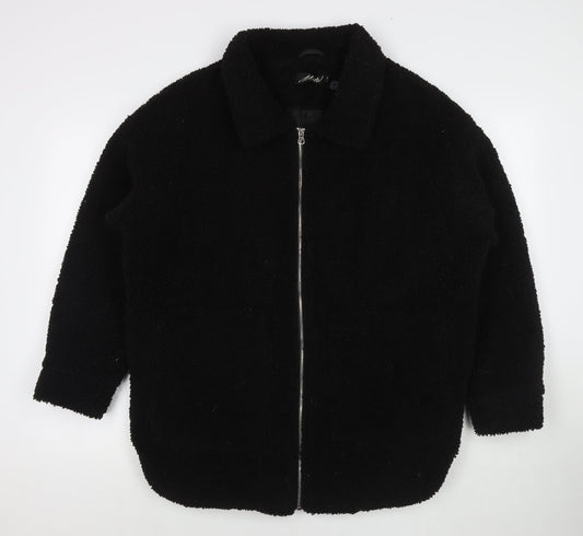 Motel Womens Black Overcoat Coat Size M Zip
