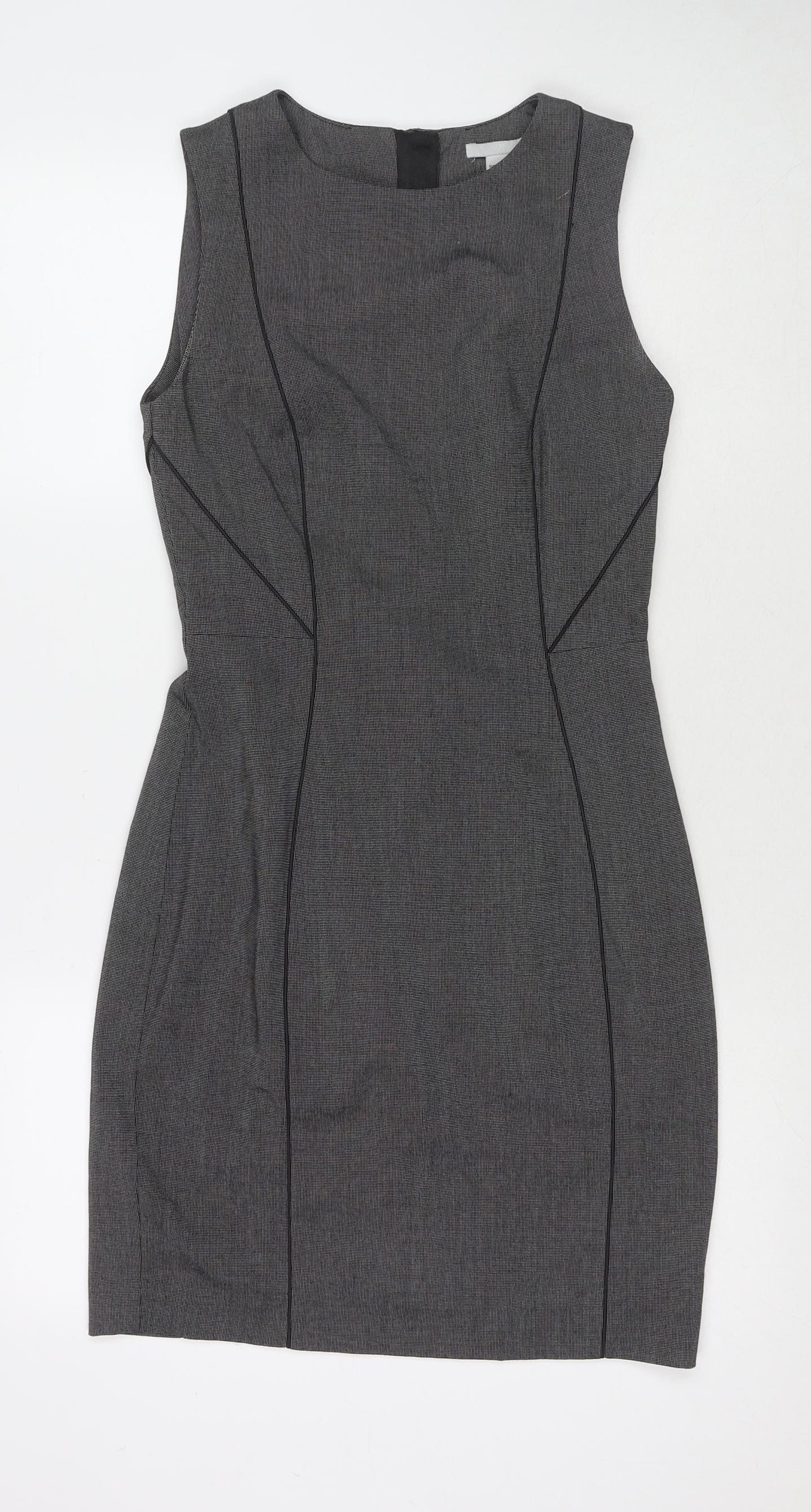 H&M Womens Grey Polyester A-Line Size 10 Round Neck Zip