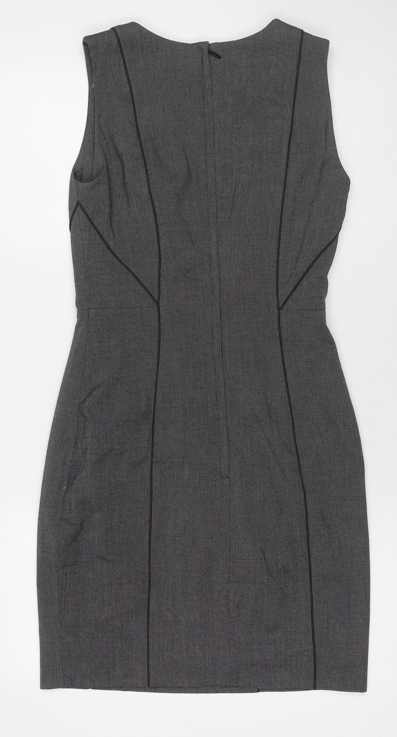 H&M Womens Grey Polyester A-Line Size 10 Round Neck Zip