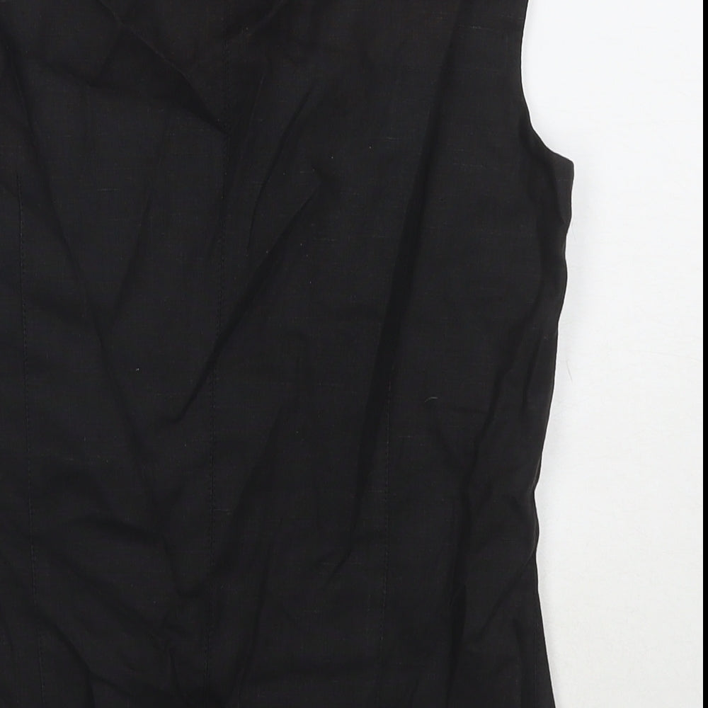 Nienham & lotz Womens Black Polyester Basic Tank Size 10 Round Neck