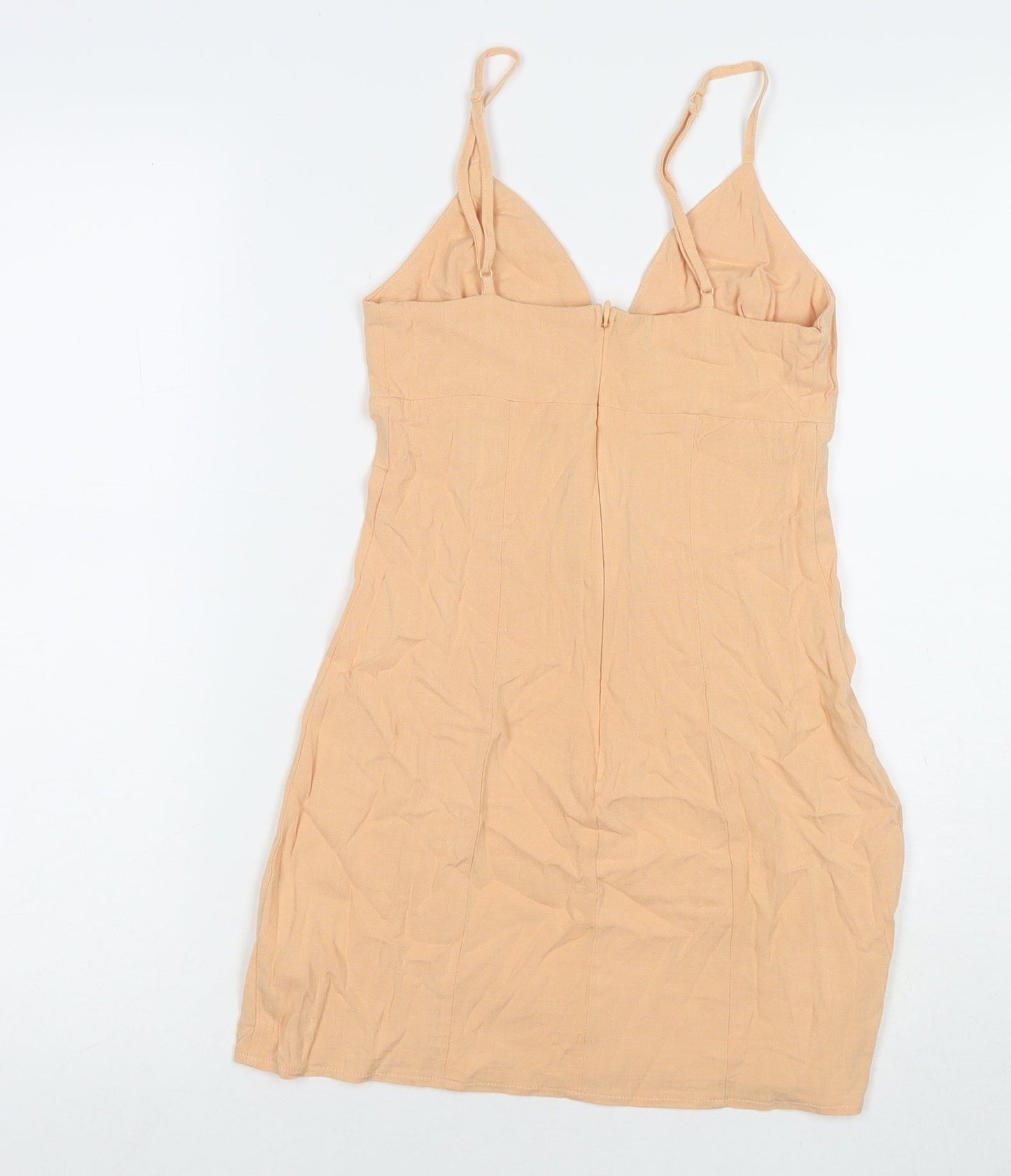 H&M Womens Orange Viscose Mini Size XS V-Neck Zip