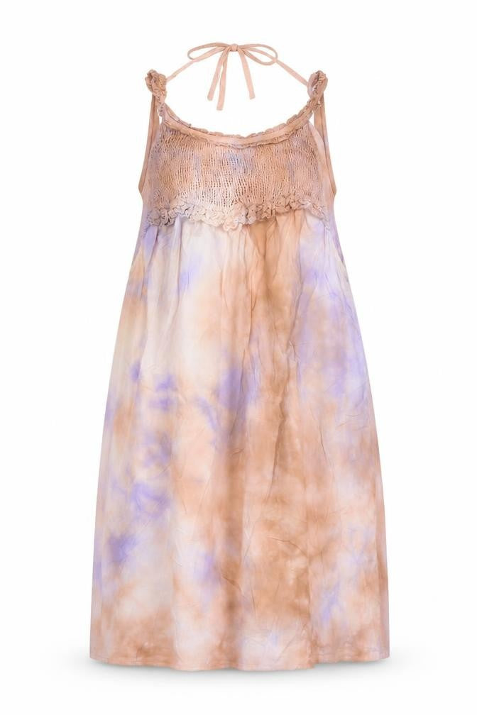 Zara Womens Brown Cotton Tank Dress Size S Round Neck Tie