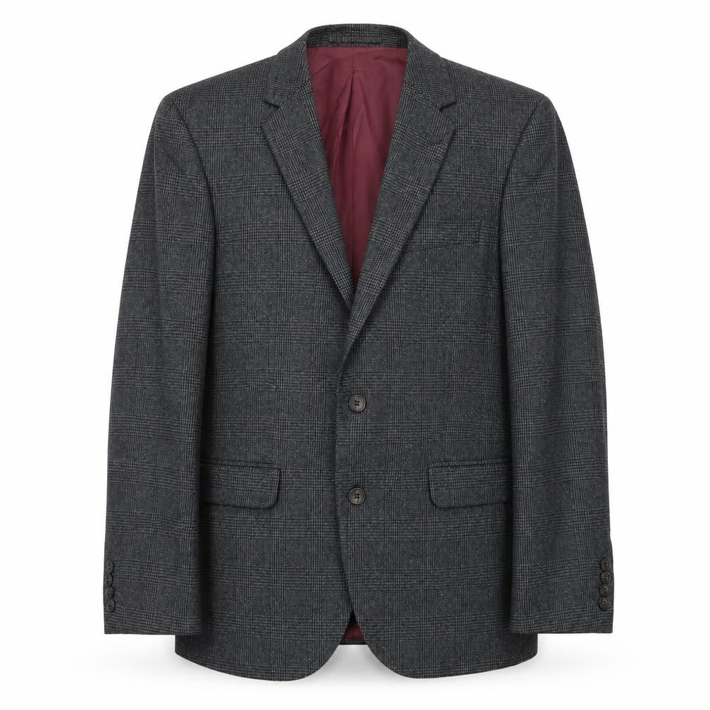 Marks and Spencer Mens Grey Plaid Polyester Jacket Suit Jacket Size 40 Regular