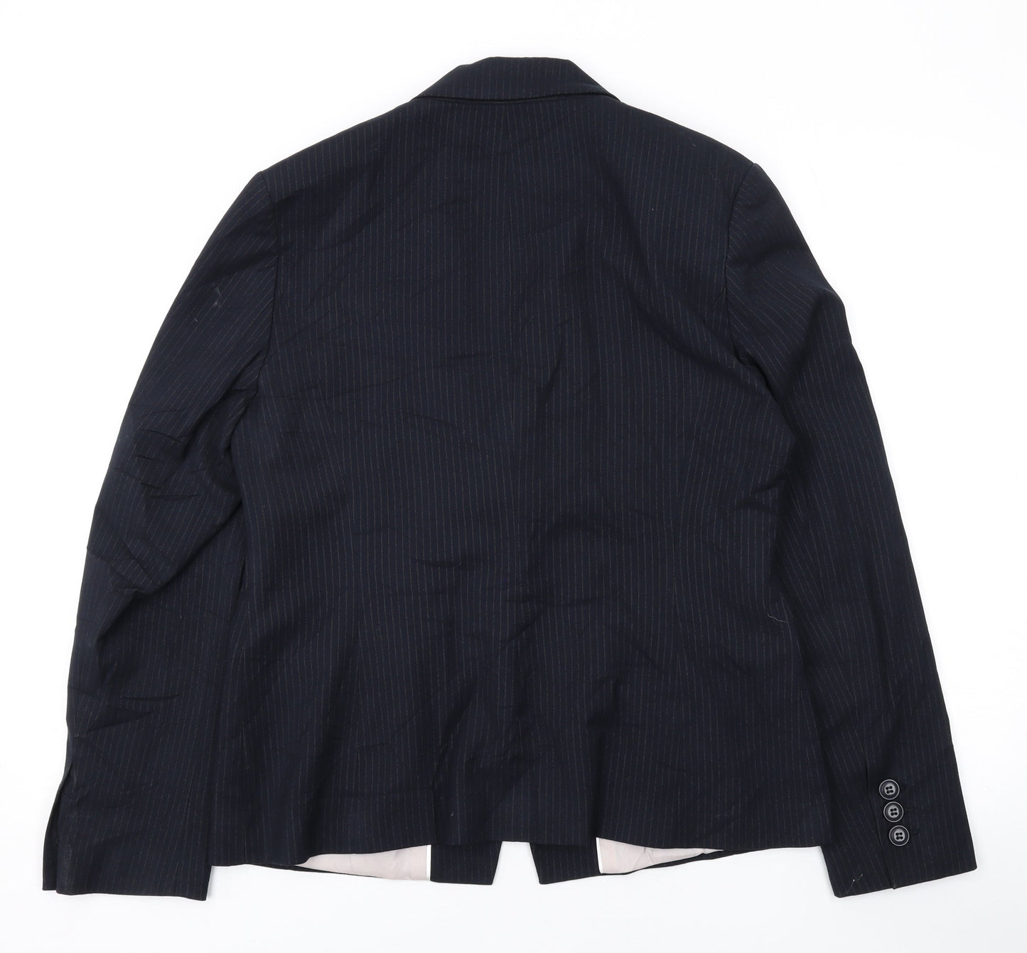 Marks and Spencer Womens Black Pinstripe Polyester Jacket Suit Jacket Size 14