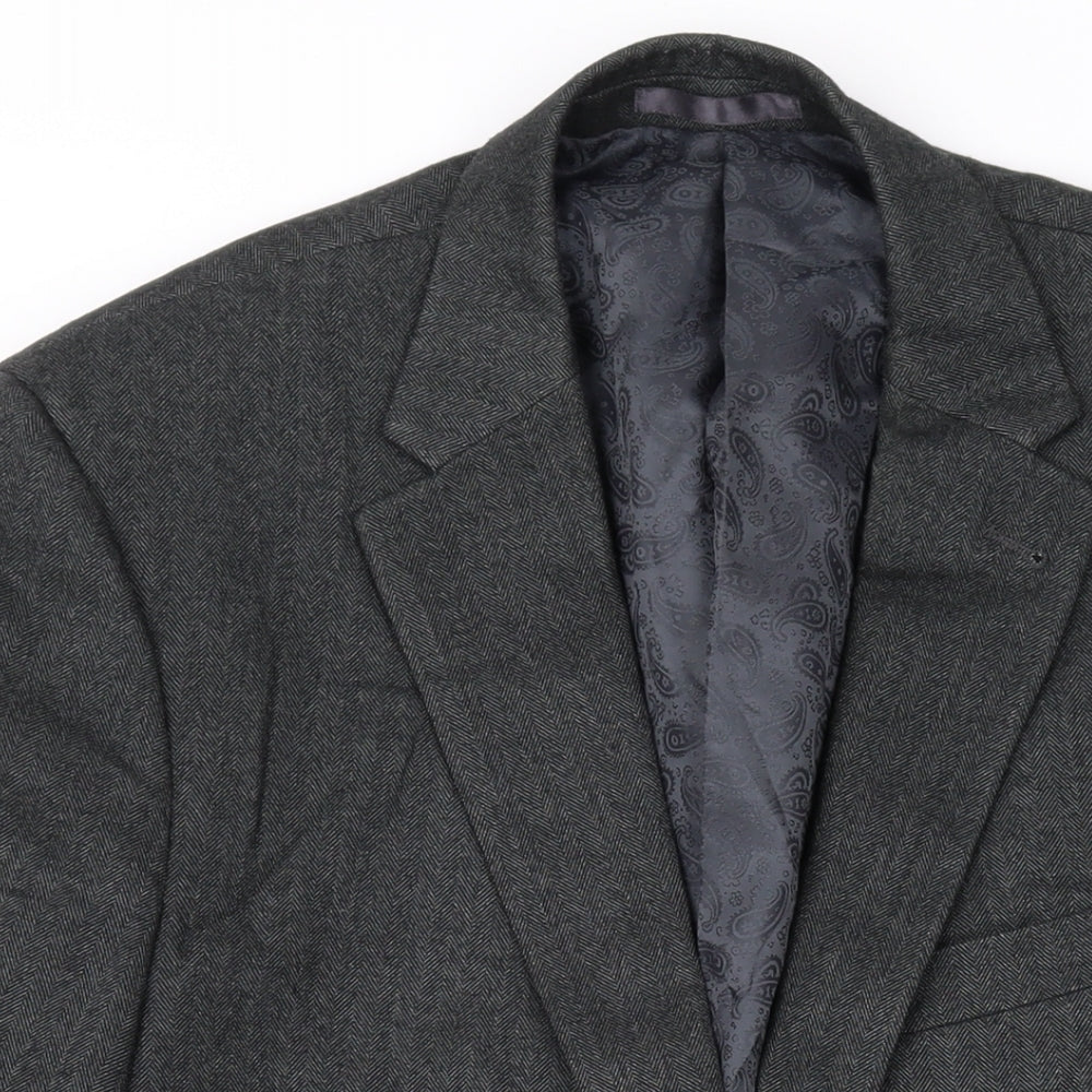 Greenwoods Mens Grey Polyester Jacket Suit Jacket Size 44 Regular