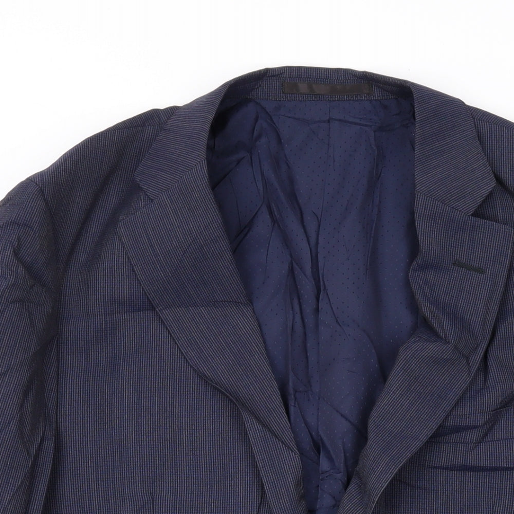 Luca D'Altier Mens Blue Wool Jacket Suit Jacket Size 48 Regular