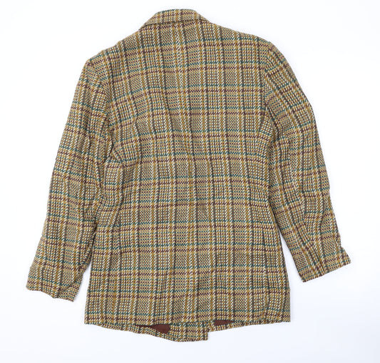 Equation Womens Brown Plaid Jacket Blazer Size 10 Button