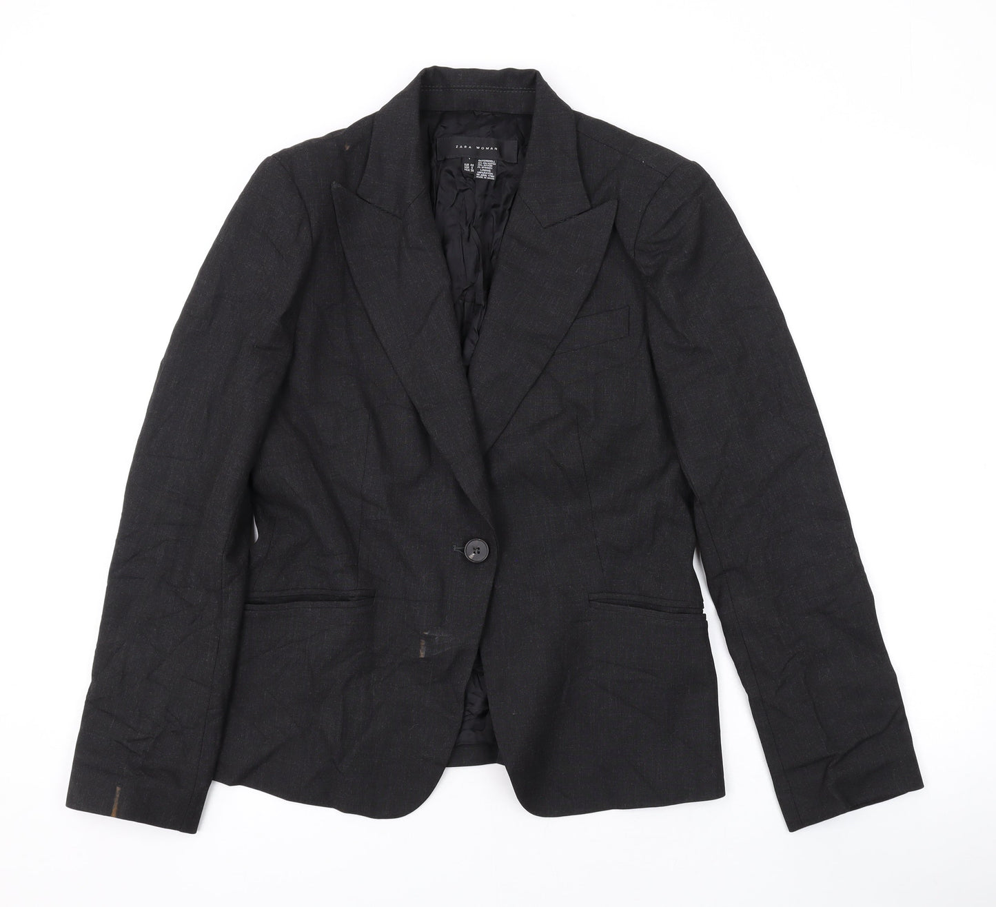 Zara Womens Grey Jacket Blazer Size 12 Button