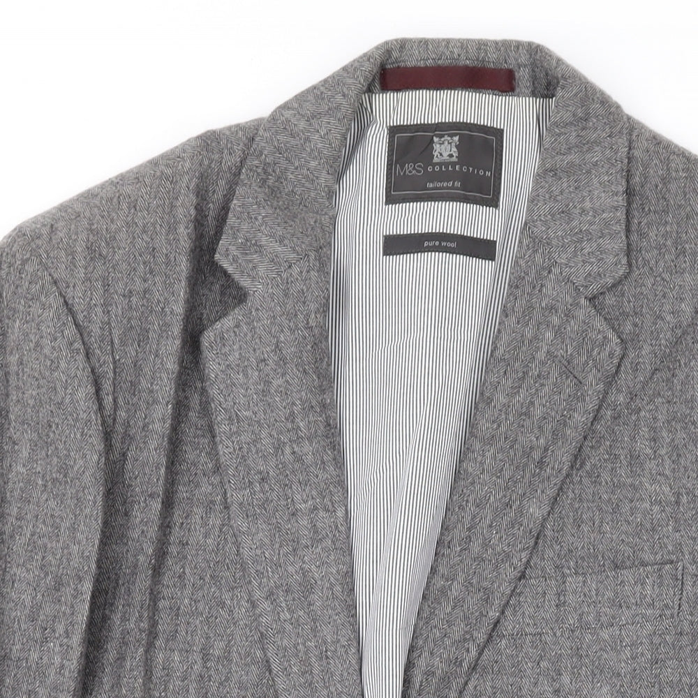 Marks and Spencer Mens Grey Wool Jacket Suit Jacket Size 38 Regular