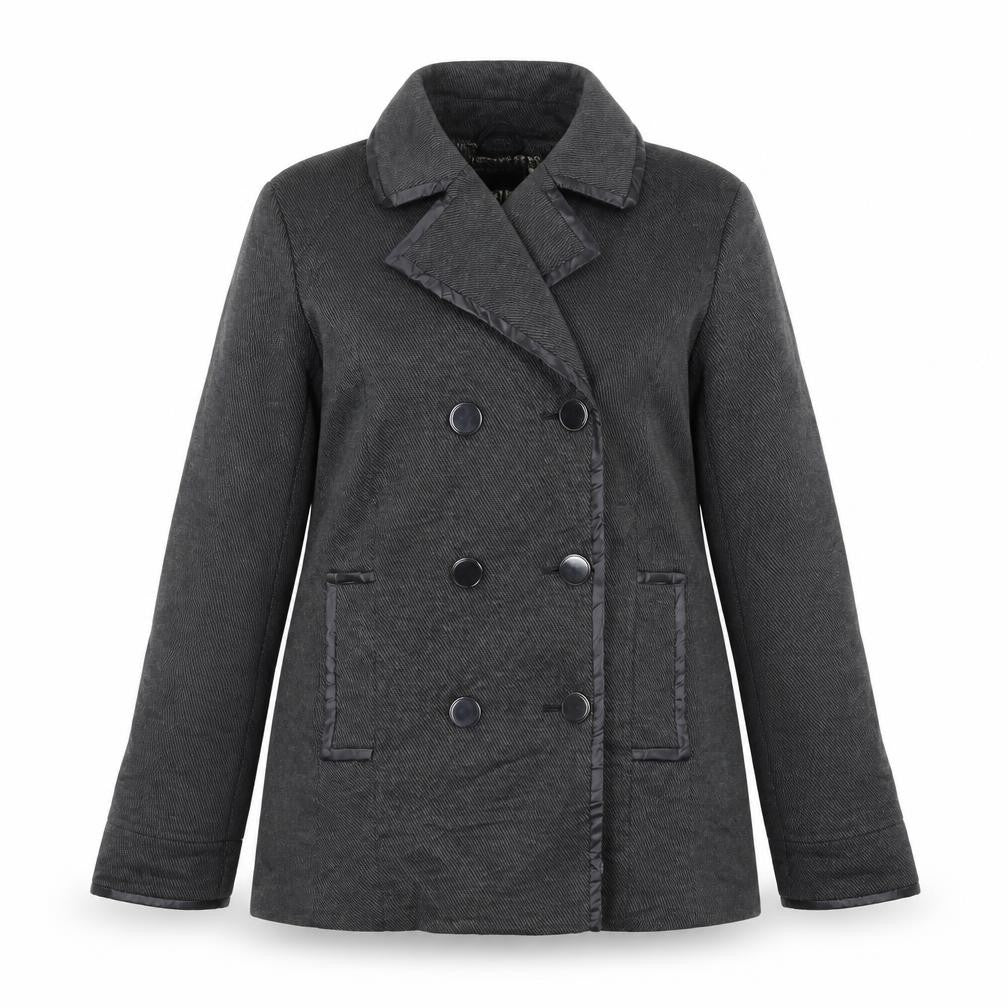 Front view of Principles women’s grey overcoat coat, size UK 14, button