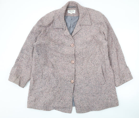 Lady Line Womens Pink Overcoat Coat Size 14 Button