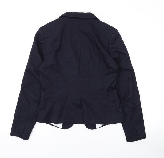 H&M Womens Blue Jacket Blazer Size 10 Button