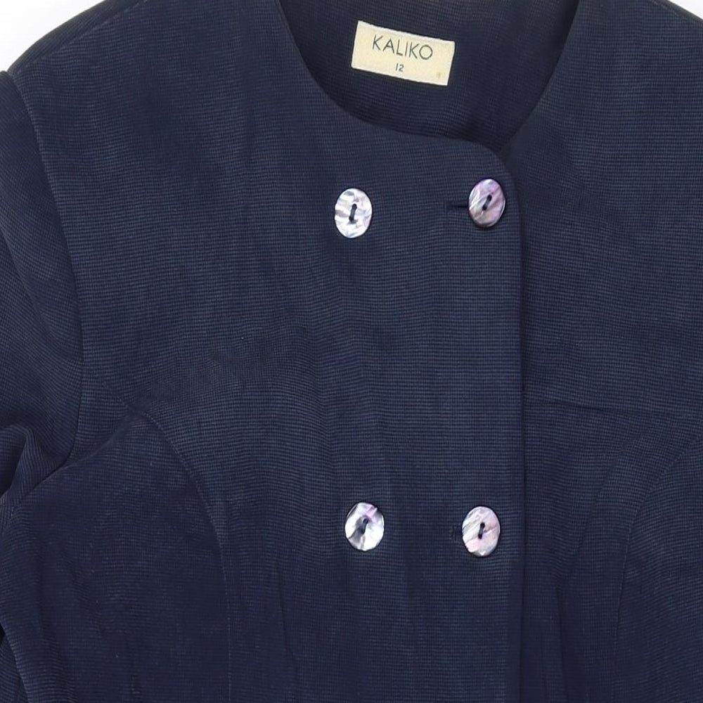 Kaliko Womens Blue Jacket Blazer Size 12 Button