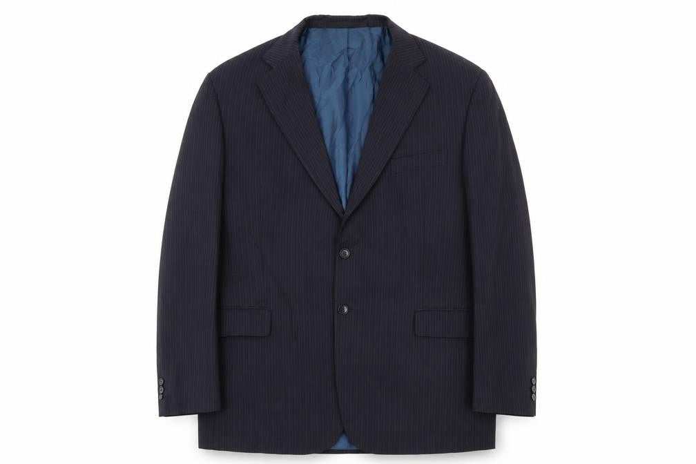 Marks and Spencer Mens Black Striped Polyester Jacket Suit Jacket Size 44 Regular
