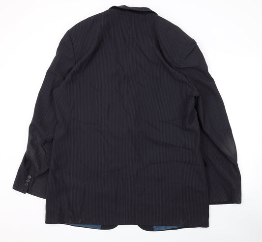 Marks and Spencer Mens Black Striped Polyester Jacket Suit Jacket Size 44 Regular