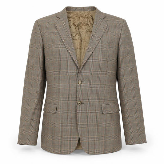 Marks & Spencer Mens Brown Plaid Jacket Blazer Size 40 Button