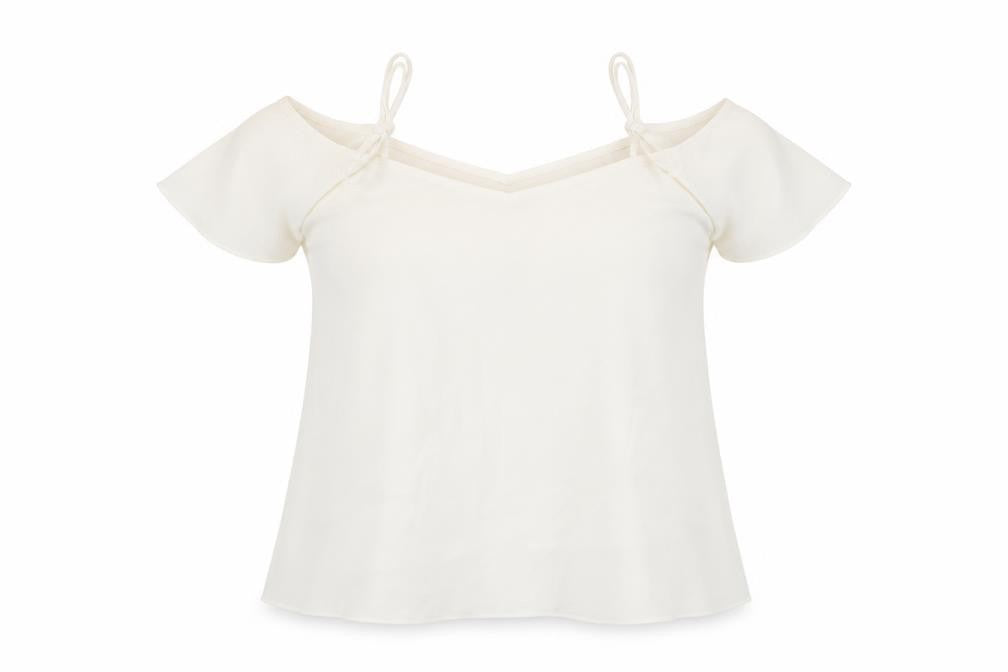 Topshop Womens Ivory Polyester Basic Blouse Size 10 Square Neck