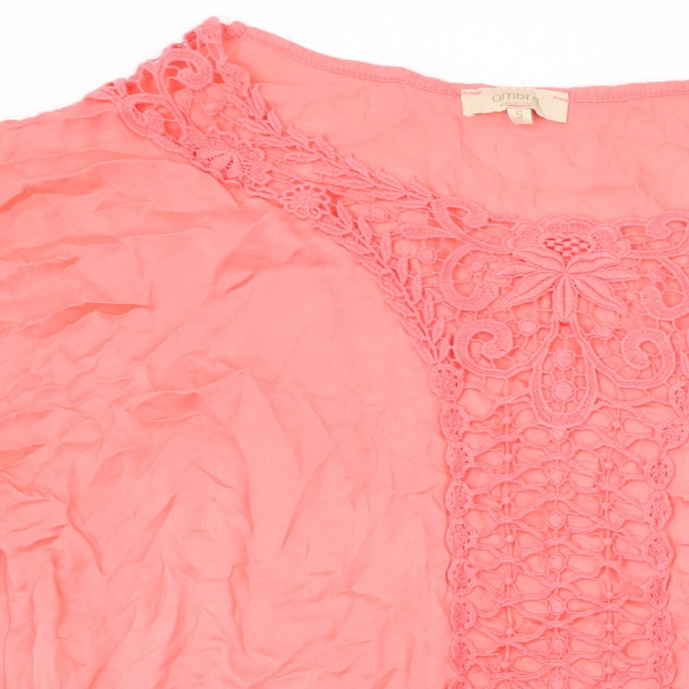 Ambro Womens Pink Polyester Cover Up Size S