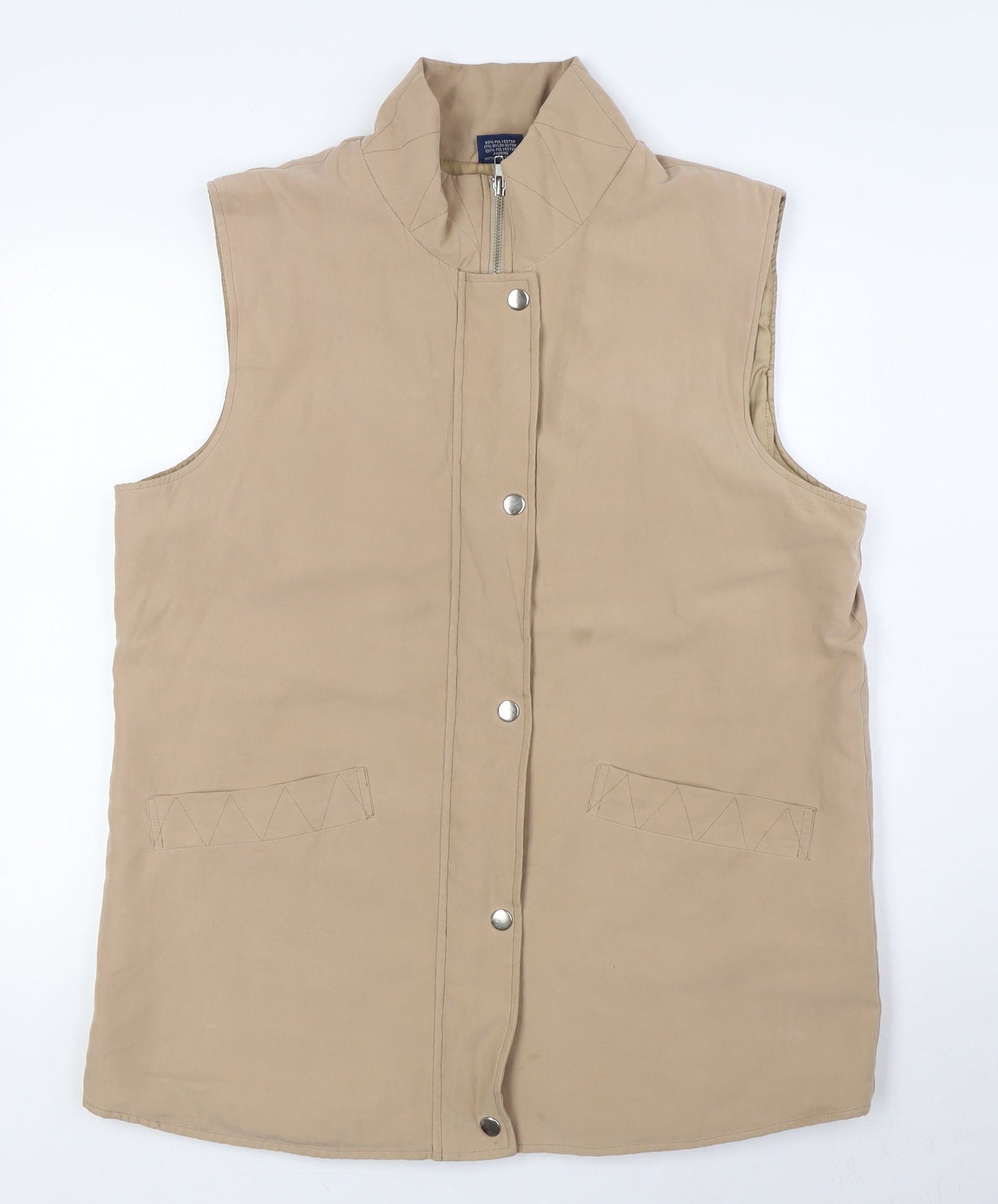 Spirit Womens Beige Gilet Waistcoat Size L Zip