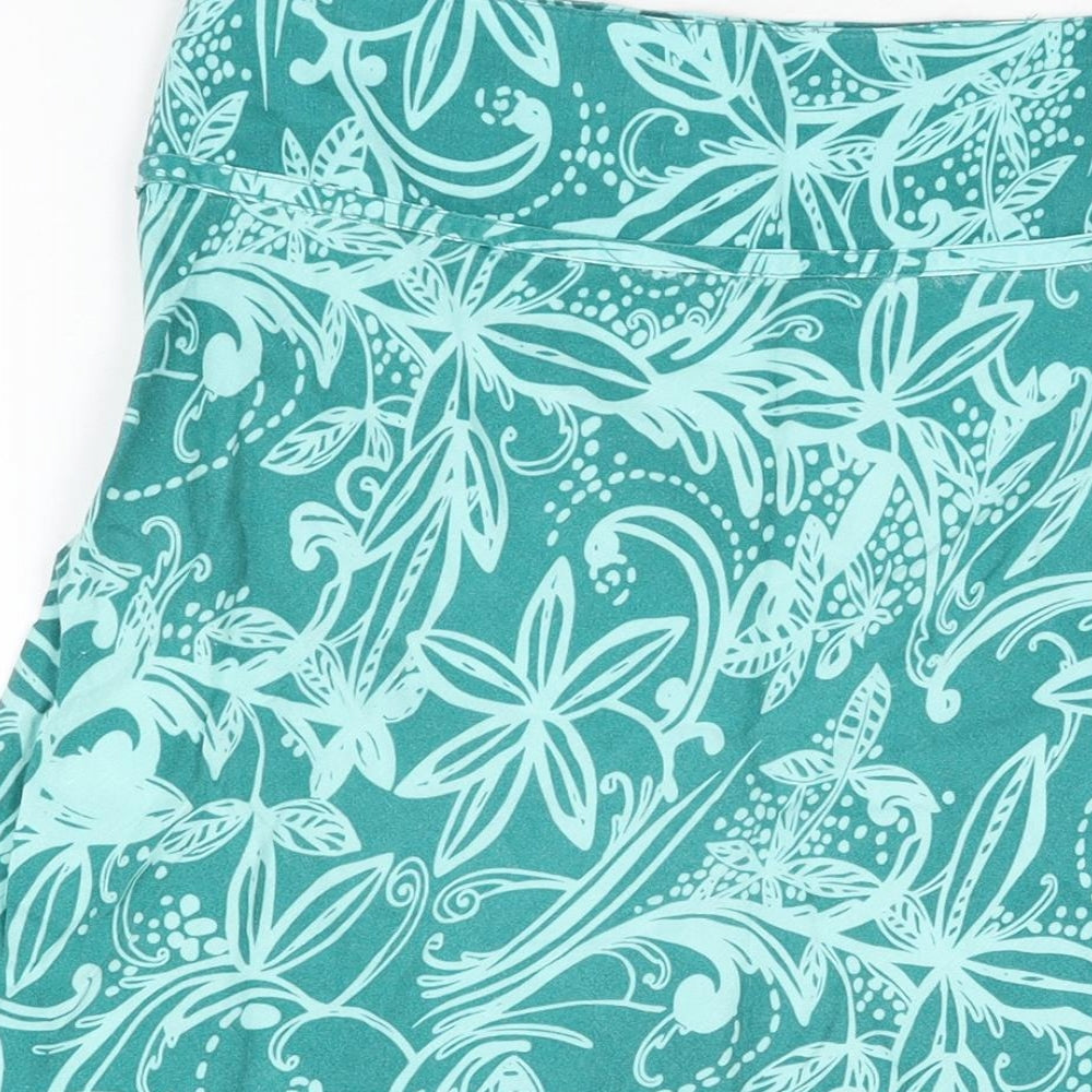 Maine Womens Blue Floral Polyester Flare Skirt Size 14 Zip