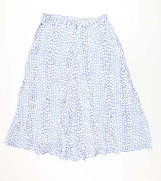 Travelling Light Womens Blue Geometric Viscose Swing Skirt Size 18 Zip