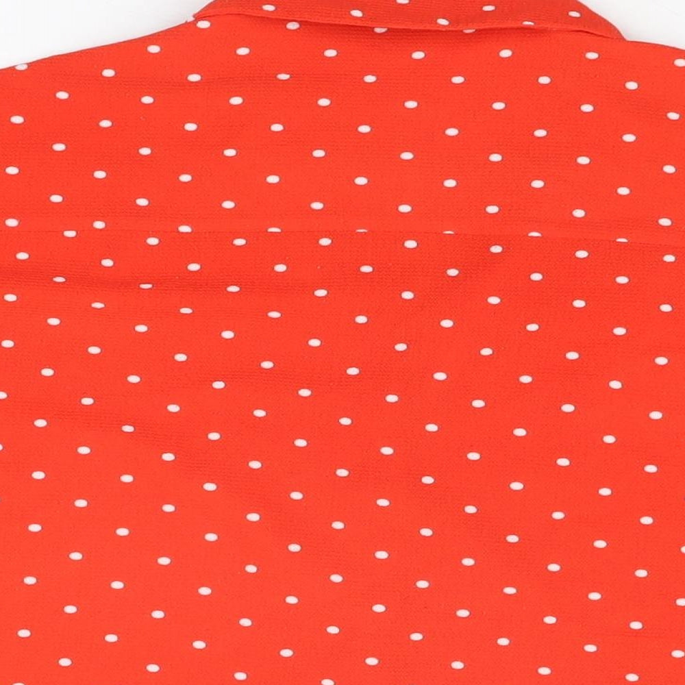 Monki Womens Red Polka Dot Polyester Basic Button-Up Size S Collared