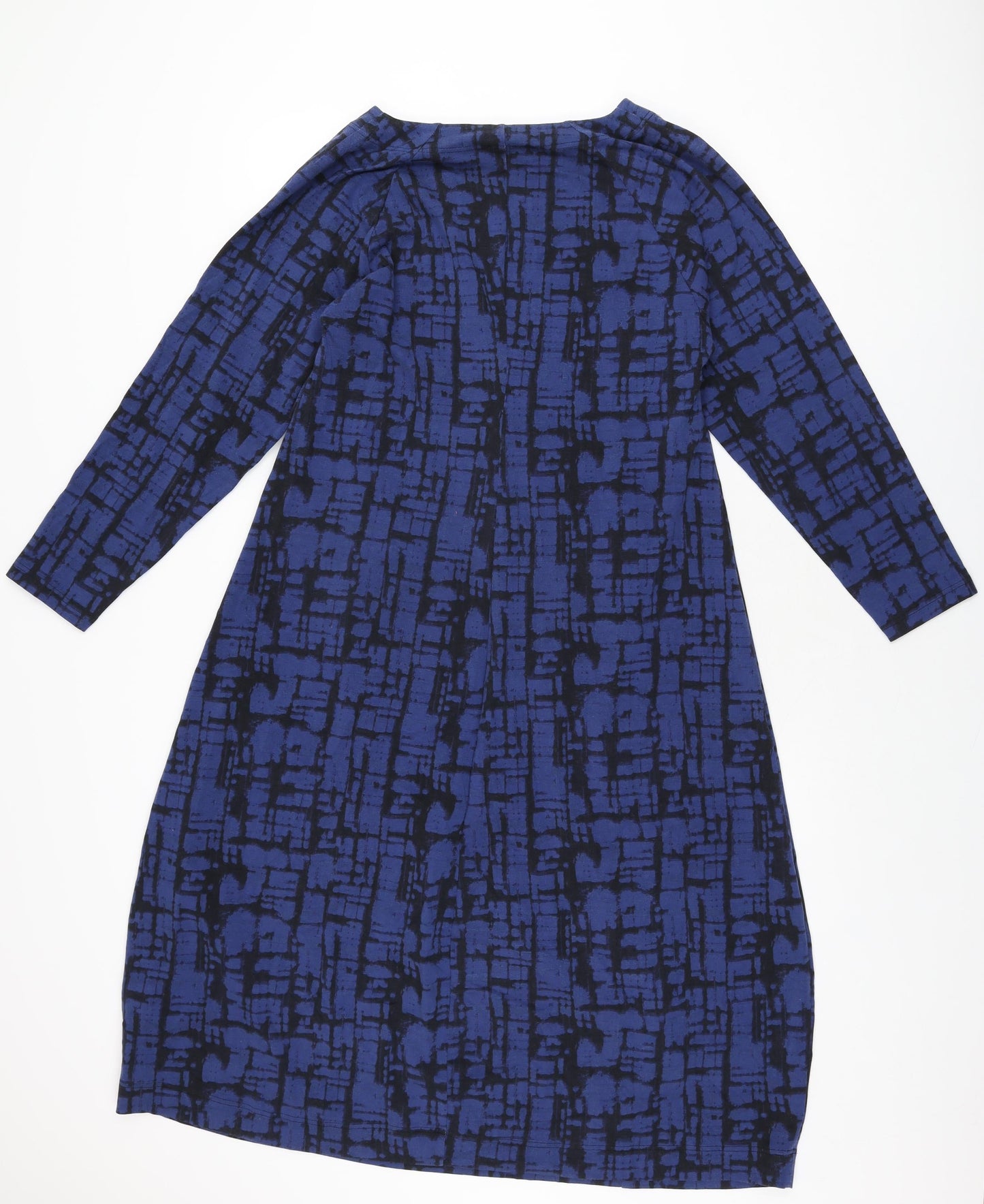 Q Neel Womens Blue Geometric Cotton Shift Size 8 Round Neck Pullover