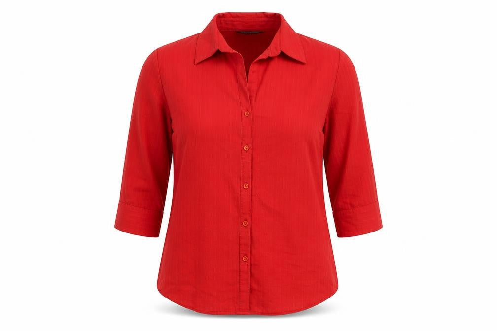 Dorothy Perkins Womens Red Polyester Basic Button-Up Size 14 Collared