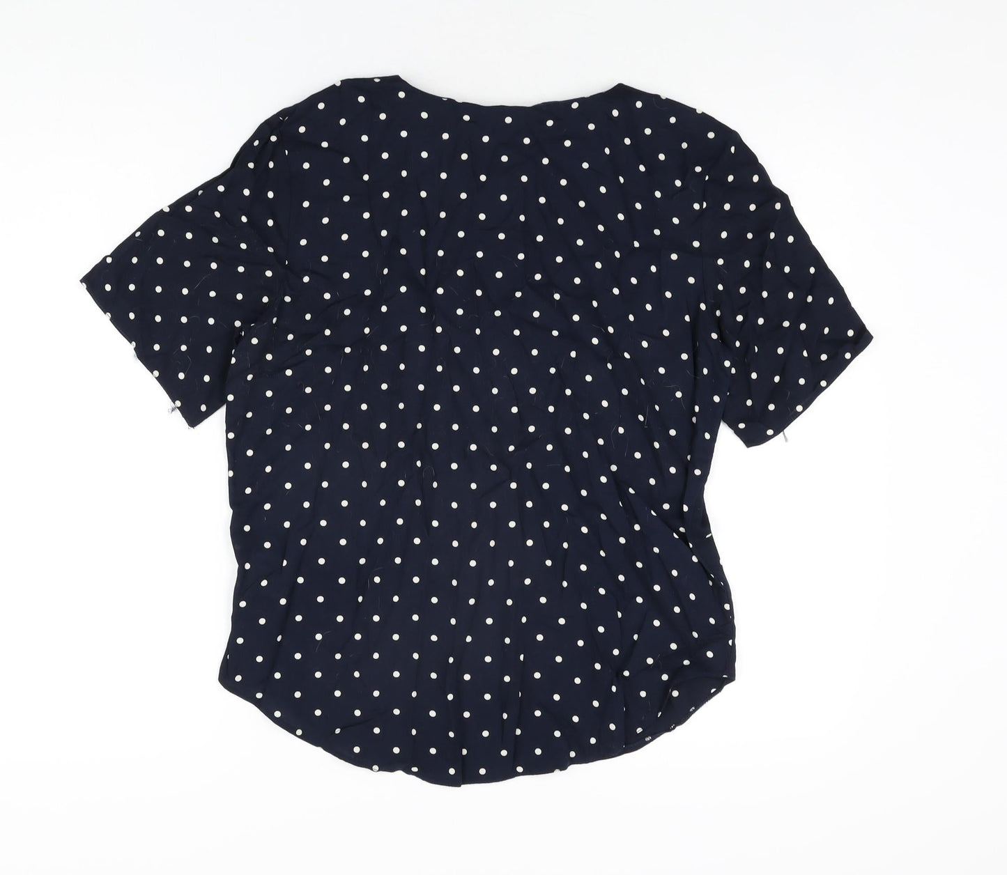 Dorothy Perkins Womens Blue Polka Dot Viscose Basic Button-Up Size 10 Round Neck