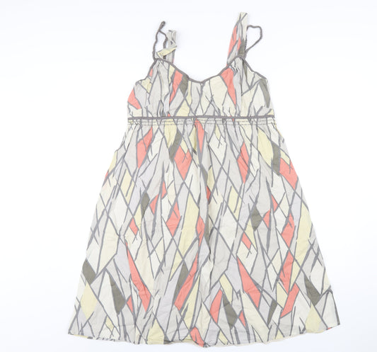 mamas & papas Womens Multicoloured Geometric Cotton A-Line Size 12 V-Neck Zip