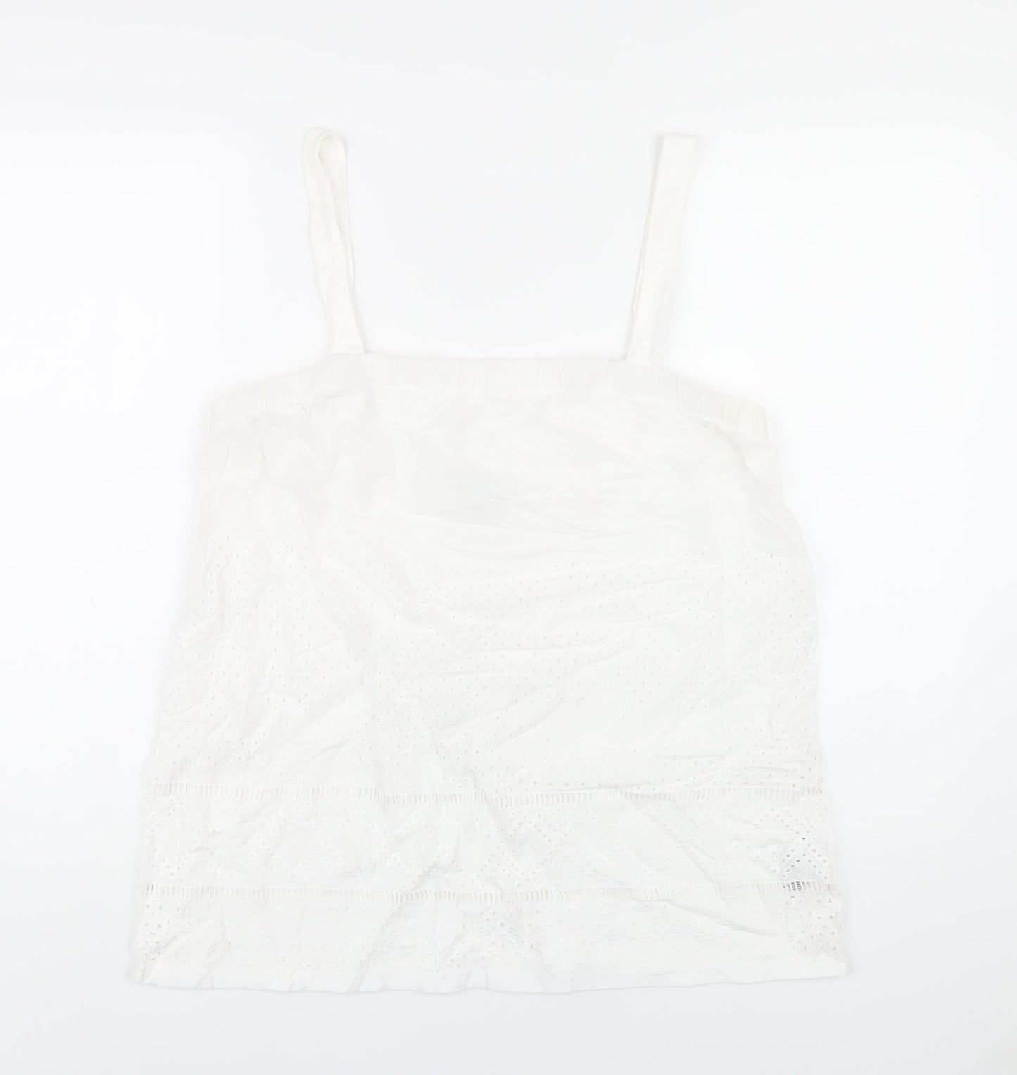NEXT Womens White Cotton Basic Tank Size 16 Square Neck