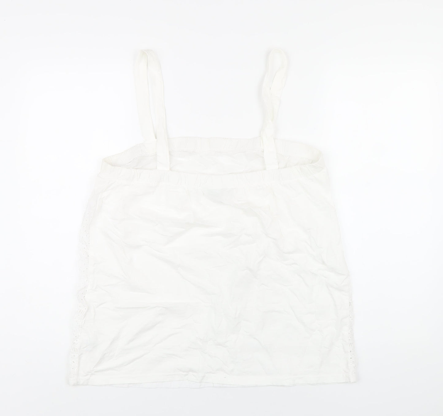NEXT Womens White Cotton Basic Tank Size 16 Square Neck